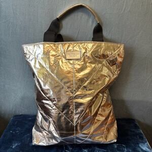Victoria's Secret Tote Bag Rose Gold Shiny Preppy Soft Quilted Oversized Beachy